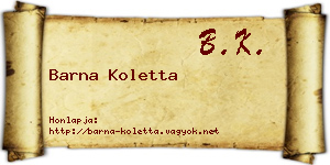 Barna Koletta névjegykártya